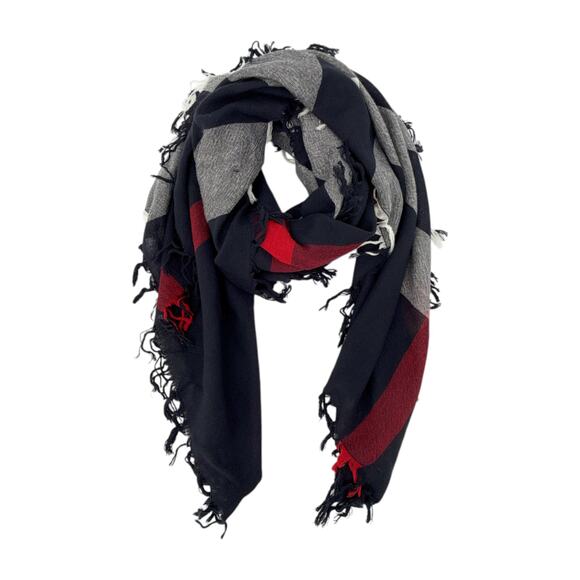 BURBERRY Color Check Wool Scarf in Navy - Picture 1 of 13